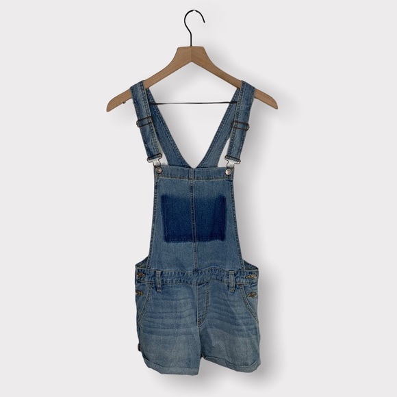 Pacsun Two-Toned Blue Denim Short Overalls - Picture 1 of 7